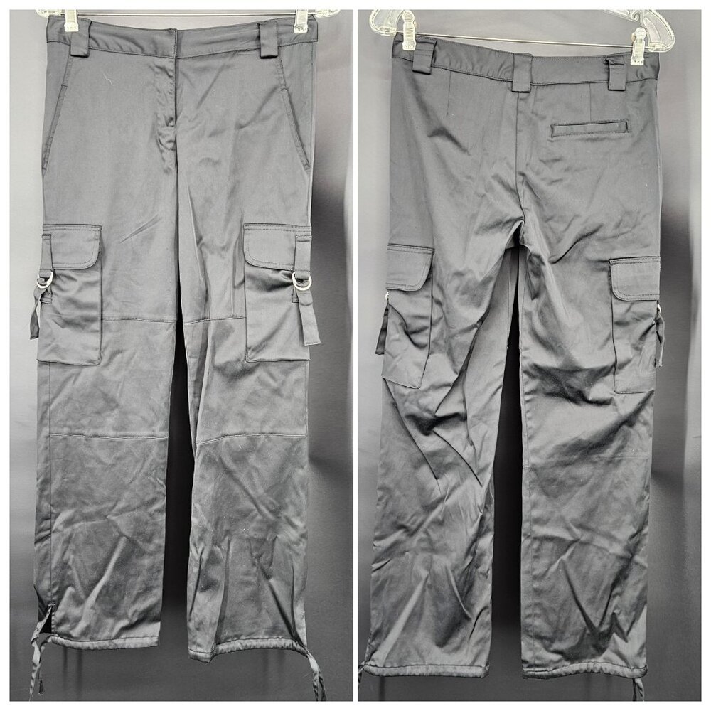 Mossimo Pants Womens 6 Black Stretch Cargo Utility Pockets Drawstring Hem Grunge